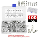 170X Tinned Battery Copper Cable Lugs Crimp Terminals Kits Wire Connector Set