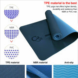 TPE Yoga Mat Eco Friendly Exercise Fitness Gym Pilates Non Slip Dual Layer