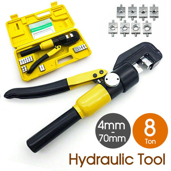 8 Ton Hydraulic Terminal Crimper Cable Wire Force Tool Kit 9 Die 4mm-70mm
