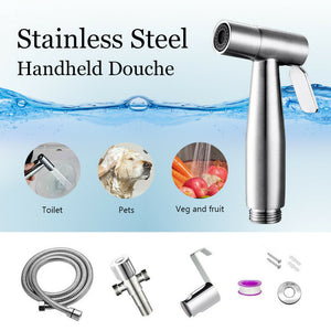 Stainless Steel Handheld Douche Bidet Toilet Spray Shower Shattaf Diverter Kit