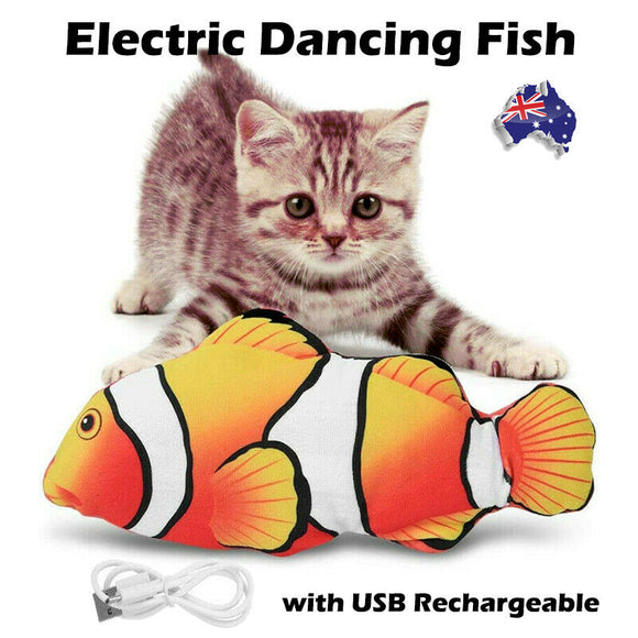 Electric Dancing Fish Flopping Wagging Toy Dog Cat Catnip with USB Rechargeable