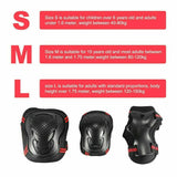 6pc Skating Protective Gear Sets Elbow Knee Pads Bike Skateboard Adult Kid SML