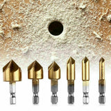 6Pcs Chamfer Countersink Deburring Drill Bit Crosshole Cutting Metal Tools