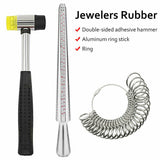 Silver Ring Sizer Size Gauge Tool Finger Measuring Stick Metal Ring Mandrel Set