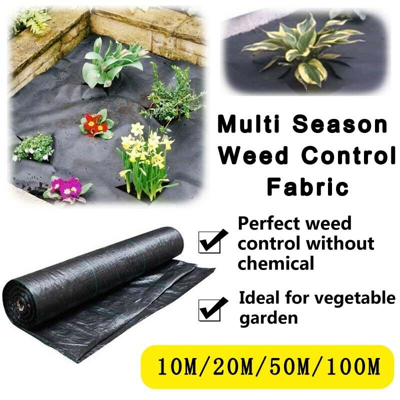 30/50/100m Weed Mat Matting Control Weedmat Woven Fabric Plant Cover ...