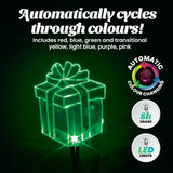 75cm Christmas By Sas® Gift Box Solar Light LED Colour Changing Auto Sensor