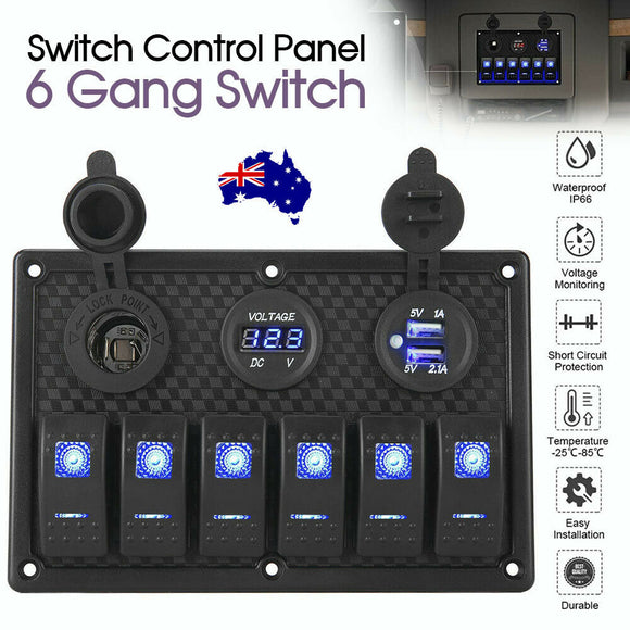 12V 6-GANG SWITCH Panel LED Light Bar Circuit Control Box For RV Car - Foto 10