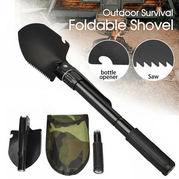 Outdoor Survival Foldable Shovel Spade Garden Camping Hiking Camp Compass