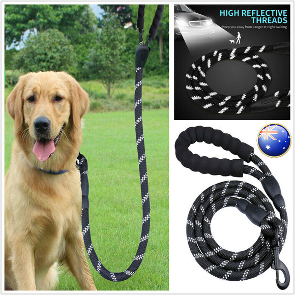 Dog Pet Puppy Training Tracking Obedience Recall Lead Safe Reflective Leash 1.5M