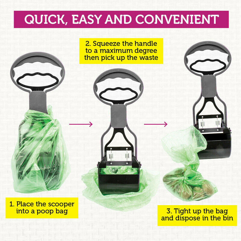 Easy Grip Mini Poop Scooper 28cm Clean Up Safely Lift and Dispose Pet ...