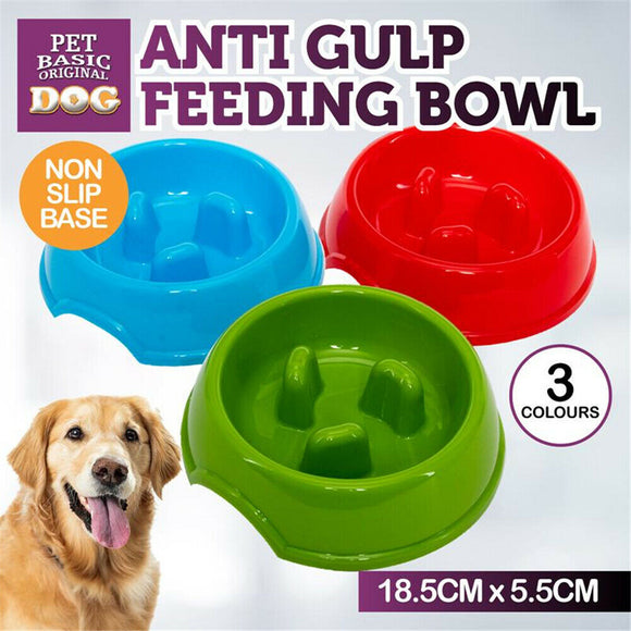 Pet Dog Bowl Slow Feeder Interactive Anti Gulp Overbloating Healthy Eating