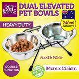 Double Cat Pet Bowls Stand Dog Elevated Feeder Food Water Raised Lifted Holder