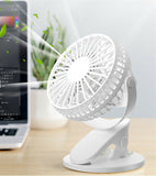 Portable Desk Fan Mini Usb Rechargeable Quiet Cooler Table Clip Pram Cooling
