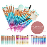 20PCS Diamond Unicorn Eyeshadow Eyebrow Blending Brush Set Eye Make-up Brushes