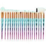 20PCS Diamond Unicorn Eyeshadow Eyebrow Blending Brush Set Eye Make-up Brushes