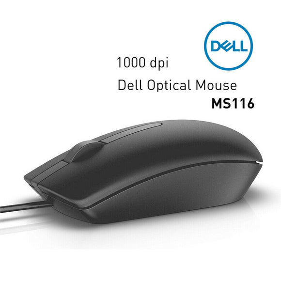 DELL ORIGINAL MS116 Optical USB Wheel/Scroll BLACK Mouse 570-AAJD