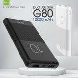 G80 10000mAh Candy Dual USB Slim 2.1A Charge Power Bank For Mobile Phone