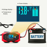 12V 24V Car Battery Charger Trickle Smart Repair Motorcycle Lithium LiFePO4 LCD