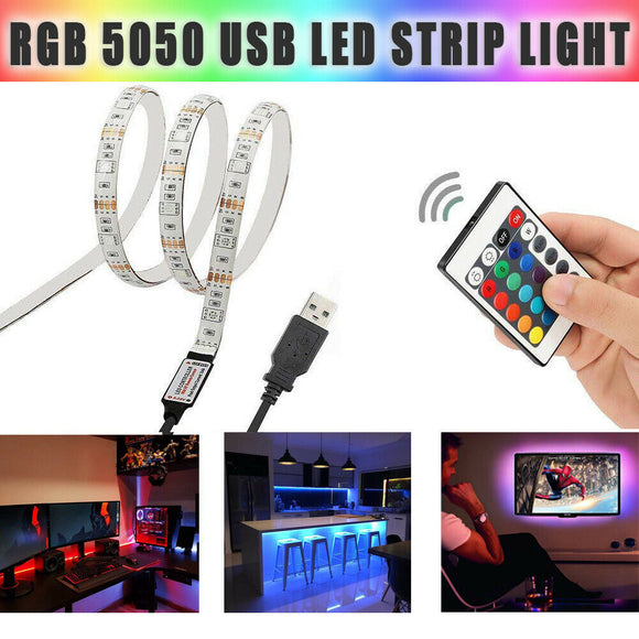 RGB 5050 USB LED Strip Light 5V TV Back Lamp Colour Changing