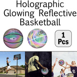 Holographic Glowing Reflective Basketball Luminous Flashing for Night Sport