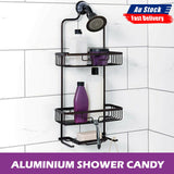 3 Tier Bathroom Shower Caddy Aluminum Hanging Rack Shampoo Storage Shelf Black