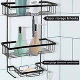 3 Tier Bathroom Shower Caddy Aluminum Hanging Rack Shampoo Storage Shelf Black