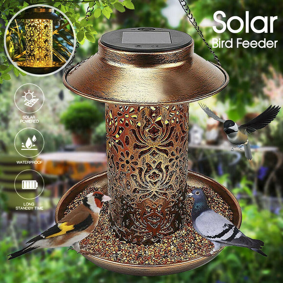 Solar Powered Bird Feeder Light Hanging Outdoor Solar Lamp Solar Garden Light