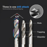 6X HSS Hex Shank Tap Drill Bits Metric Thread Screw Compound Tapping Set Tool