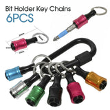 6Pc Hex Shank Screwdriver Bit Holder Extension Bar Tough Keychain Driver Keyring