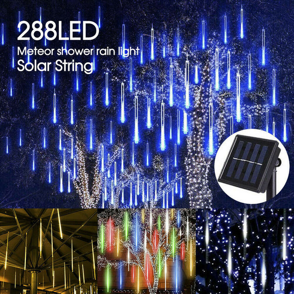 288LED Solar String Light Meteor Shower Rain Tree Flowing Lighting XMAS Party