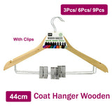 Wooden Clothes Hangers Coat Pant Suit Coat hangers Rack W/Clips