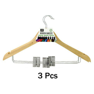 Wooden Clothes Hangers Coat Pant Suit Coat hangers Rack W/Clips