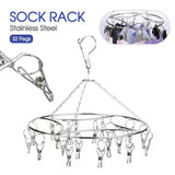 32Pegs Stainless Steel Laundry Sock Underwear Clothes Dryer Rack Hanger