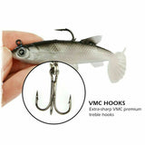 Vibe Lures Soft Plastic Poddy Mullet Flathead Jig Heads Barra Cod Fishing Tackle