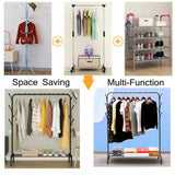 Clothes Garment Coat Hanger Rack Organiser Hat Hook Stand Shoes Storage Metal