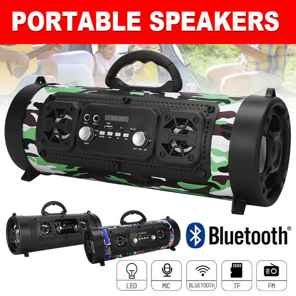 Portable Wireless Bluetooth Speakers Stereo Bass USB/TF/ Radio Outdoor Subwoofer
