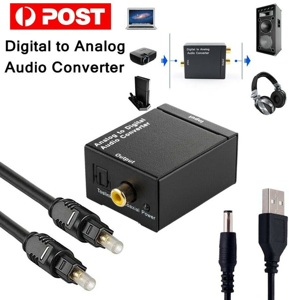 Digital Optical Coaxial Toslink to Analog Audio Converter Adapter DAC RCA Cable