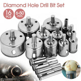 16Pcs Diamond Hole Saw Set Holes Cutter Saw Drill Bit Tile Glass Marble Ceramic