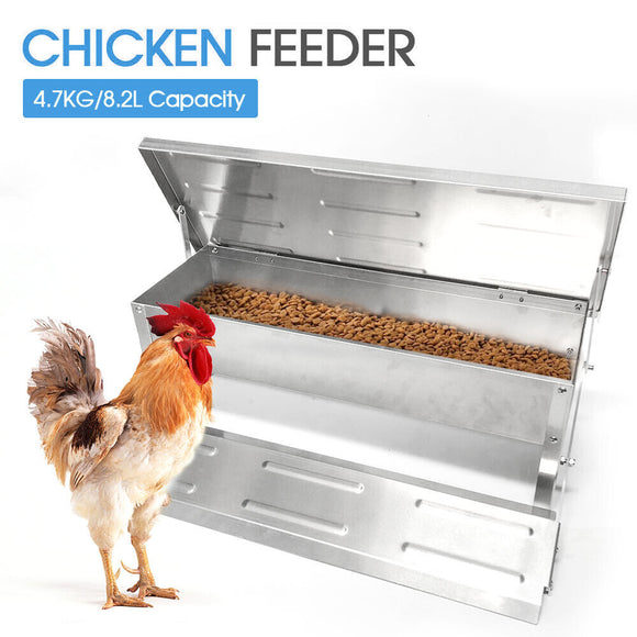 8.2L Automatic Chicken Food Feeder Treadle Self Opening Feed Galvanized