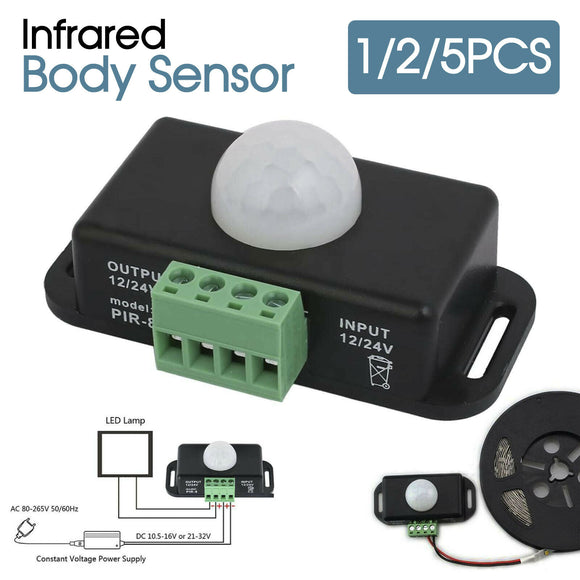 Body Infrared PIR Motion Sensor Switch For LED Light Strip Automatic DC 12V