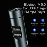 Baseus FM Transmitter Wireless Bluetooth 5.0 Car Kit MP3 Player Dual USB Charger