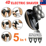 5 In1 4D Rechargeable Electric Razor Shaver Waterproof Cordless Trimmer Bald Head
