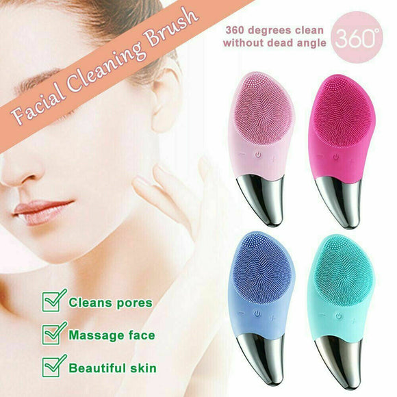 Silicone Electric Face Cleansing Brush Facial Skin Cleaner Cleaning Massager