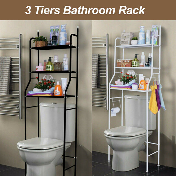 3 Tiers Toilet Shelf Bathroom Rack Over Laundry Washing Machine Storage Shelves
