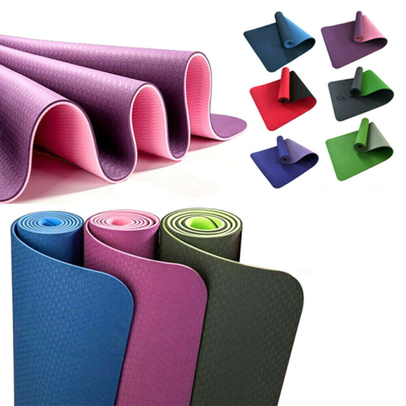 TPE Yoga Mat Eco Friendly Exercise Fitness Gym Pilates Non Slip Dual Layer