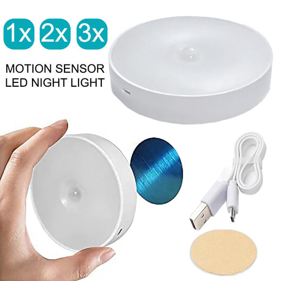 1x/2x/3x Rechargeable Motion Sensor LED Night Light USB Body Induction Lamp