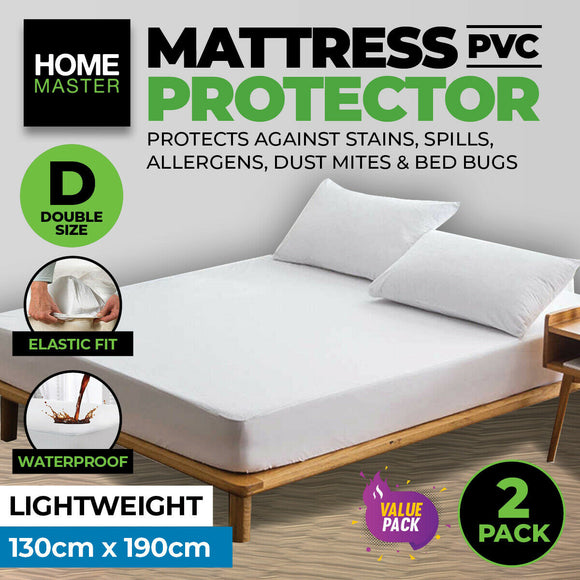 Home Master® 2PCE Mattress Protector Double Size Elastic Fit 130 x 190cm
