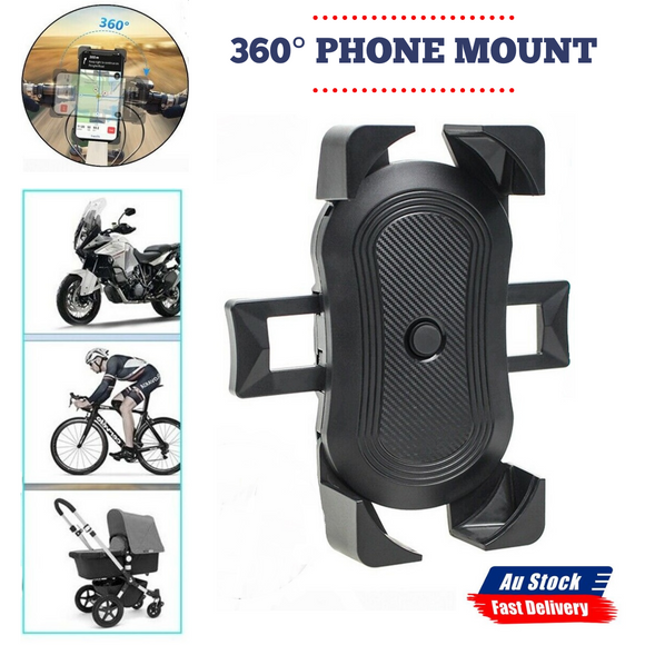 360° Bike Phone Holder Handlebar Mount Rotation for Motorcycle Bicycle MTB Pram