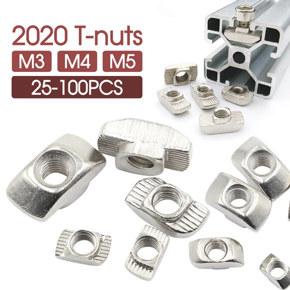 M3 M4 M5 Drop in Tee T-nuts 2020 T-slot For Aluminium Profile Extrusion 3D Print