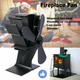 5 Blade Fan Heat Self-Powered Silent Eco Heater Wood Stove Tops Burner Fireplace